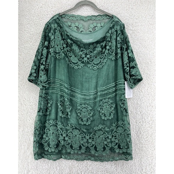 Soft Surroundings Tops - Soft Surroundings Tunic Womens Large Petite LP Silk Tessa Embroidered Fairycore